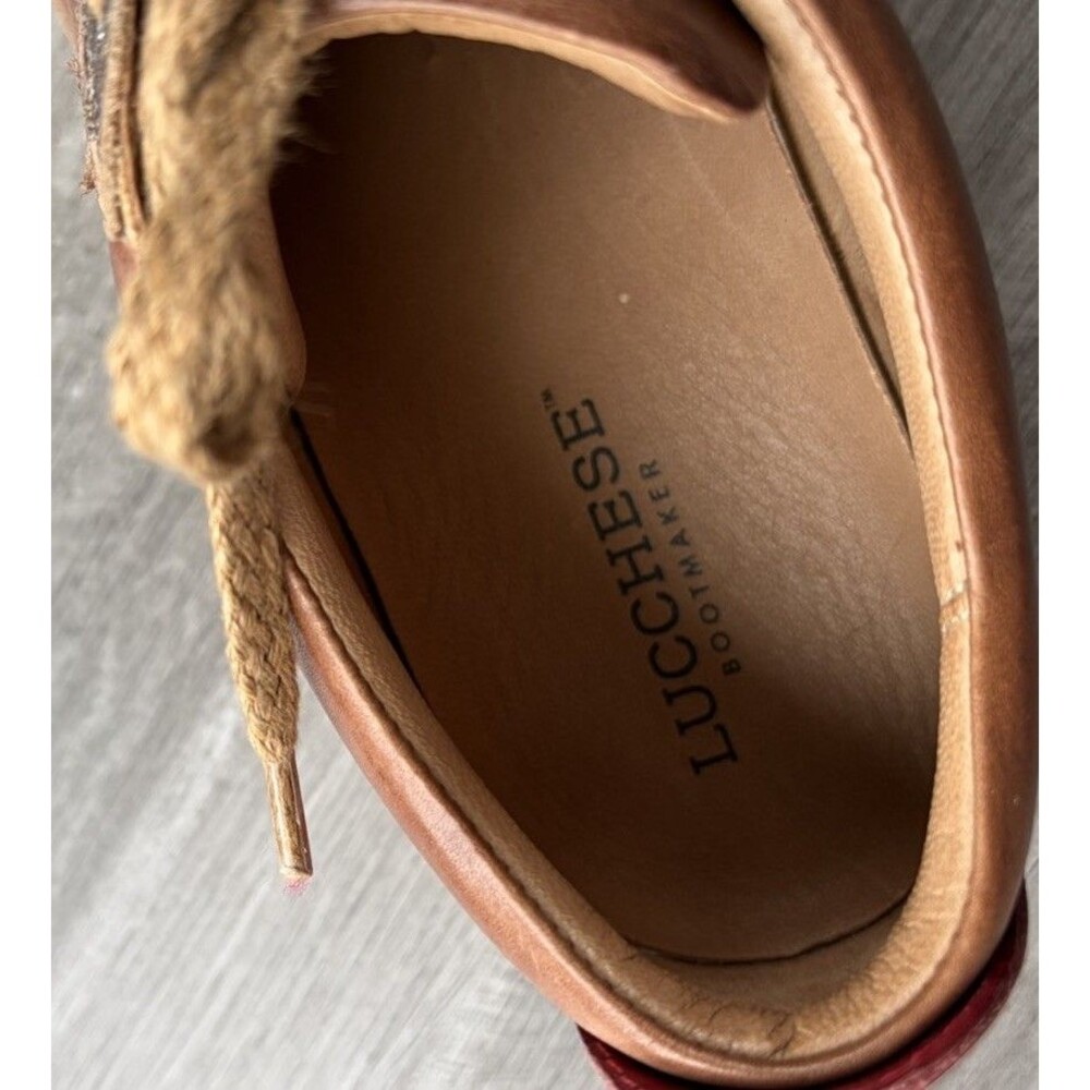 Lucchese Bootmaker Women’s Leather Saddle Shoes Size 8 Sneaker Brown Red Western - Picture 9 of 10